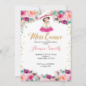 Elegante Roze Goud Mis Quince uitnodiging (Voorkant)