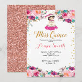 Elegante Roze Goud Mis Quince uitnodiging (Voorkant / Achterkant)