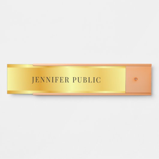 Elegante Roze Goud Moderne Nepgoud Sjabloon Deurbordje (Voorkant)