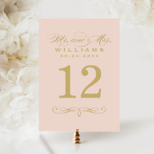 Elegante Roze Goud Mr en Mrs Tafelnummerkaart