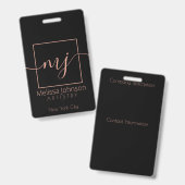 Elegante roze goud op zwart badge (Voor- en achterkant)