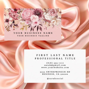 Elegante Roze Goud Roze Bloemen Bloemstuk  Visitekaartje