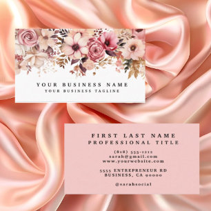 Elegante Roze Goud Roze Bloemen Bloemstuk  Visitekaartje