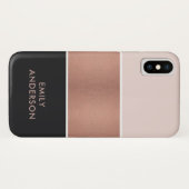 ELEGANTE ROZE GOUD ROZE KOPER ZWART STREEPEN Case-Mate iPhone CASE (Achterkant (horizontaal))