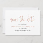 Elegante Roze Goud Roze Typografie Moderne Trouwda Save The Date (Voorkant)