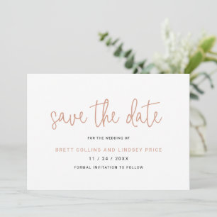 Elegante Roze Goud Roze Typografie Moderne Trouwda Save The Date
