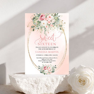 Elegante Roze Goud Sweet Sixteen Uitnodiging