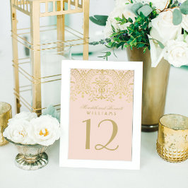 Elegante Roze Goud Vintage Glamour Monogram Kaart