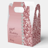 Elegante Roze Gouden 100e Verjaardag Bedankdoosjes (Geopend)