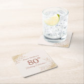 Elegante Roze Gouden 80e Verjaardagsviering Kartonnen Onderzetters (Insitu)