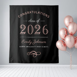 Elegante Roze Gouden Achtergrond voor Klas van 202 Wandkleed