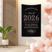 Elegante Roze Gouden Afgestudeerde Klas van 2026