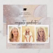 Elegante Roze Gouden Afstuderen Kaart (Voorkant / Achterkant)