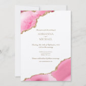 Elegante roze gouden agaat bruiloft uitnodiging (Voorkant)