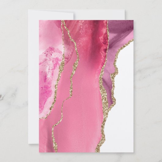 Elegante roze gouden agaat bruiloft uitnodiging (Achterkant)