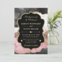 Elegante Roze Gouden Agaat Marmer Glitter Bruiloft