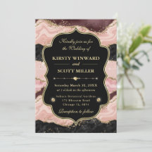 Elegante Roze Gouden Agaat Marmer Glitter Bruiloft