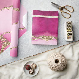 Elegante roze gouden agaat steen bruiloft cadeaupapier