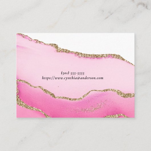 Elegante Roze & Gouden Agaat Steen Bruiloft Recept Informatiekaartje (Achterkant)