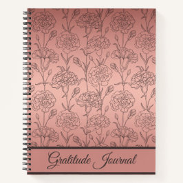 Elegante Roze Gouden Anjer Dankbaarheidsdagboek Notitieboek