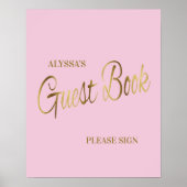 Elegante Roze Gouden Baby Shower Gastboek Poster (Voorkant)