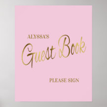 Elegante Roze Gouden Baby Shower Gastboek