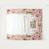 Elegante Roze Gouden Ballonboog Quinceanera Wandkleed (Voorkant (horizontaal))