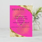 Elegante Roze & Gouden Bedankkaart (Staand voorkant)