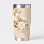 Elegante roze gouden beige monogram geïsoleerde drinkbeker (Achterkant)