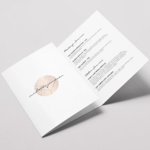 Elegante Roze Gouden Blad Logo Salon, Spa Brochure Drieluik Kaart