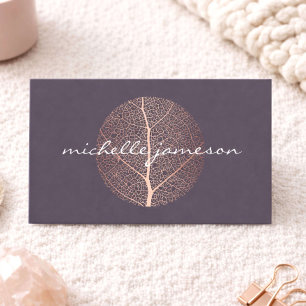 Elegante Roze Gouden Blad Logo Visitekaartje