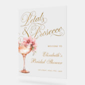 Elegante Roze Gouden Bloem Bruidsfeest Acryl Bord (Hoek)