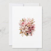 Elegante Roze Gouden Bloem Bruiloft Kaart (Achterkant)