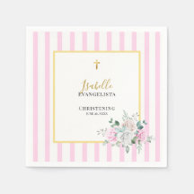 Elegante Roze Gouden Bloem Doopfeest
