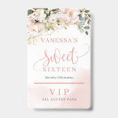 Elegante roze gouden bloem eucalyptus goud zestien badge (Achterkant)