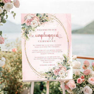 Elegante roze gouden bloem groen poster zonder tek
