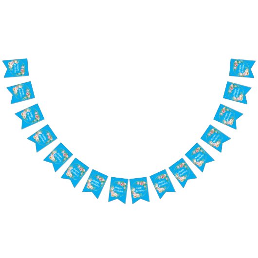 Elegante Roze & Gouden Bloem Krans Bunting Banner (Alle)