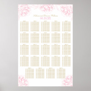 Elegante roze gouden bloem Peony Trouw zitplaatsen Poster