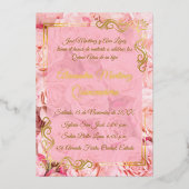 Elegante Roze Gouden Bloem Quinceañera Folie Uitnodiging (Voorkant)