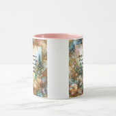 Elegante Roze Gouden Bloem Romeinen Schriftkunst Mok (Midden)