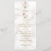 Elegante roze gouden bloemen marmeren doop menu (Voorkant)
