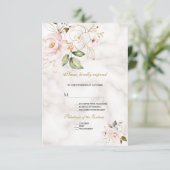 Elegante Roze Gouden Bloemen Monogram Bruiloft RSVP Kaartje (Staand voorkant)