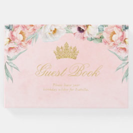 Elegante roze & gouden bloemen Quinceañera Gastenboek