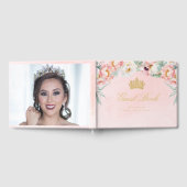 Elegante roze & gouden bloemen Quinceañera Gastenboek (Volledig)