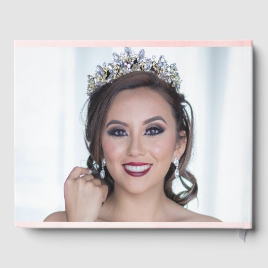 Elegante roze & gouden bloemen Quinceañera Gastenboek (Achterkant)