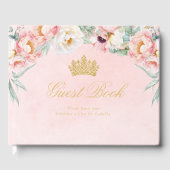 Elegante roze & gouden bloemen Quinceañera Gastenboek (Voorkant)