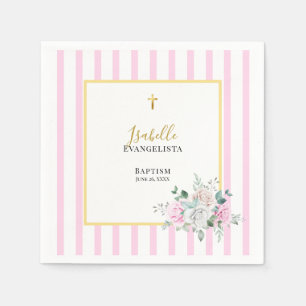 Elegante Roze Gouden Bloemendoop Servet