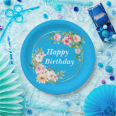 Elegante roze & gouden bloemenkrans papier Bord bl (Feest)