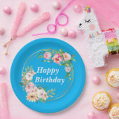 Elegante roze & gouden bloemenkrans papier Bord bl (Feest)