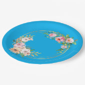 Elegante roze & gouden bloemenkrans papier Bord bl (Gekanteld)